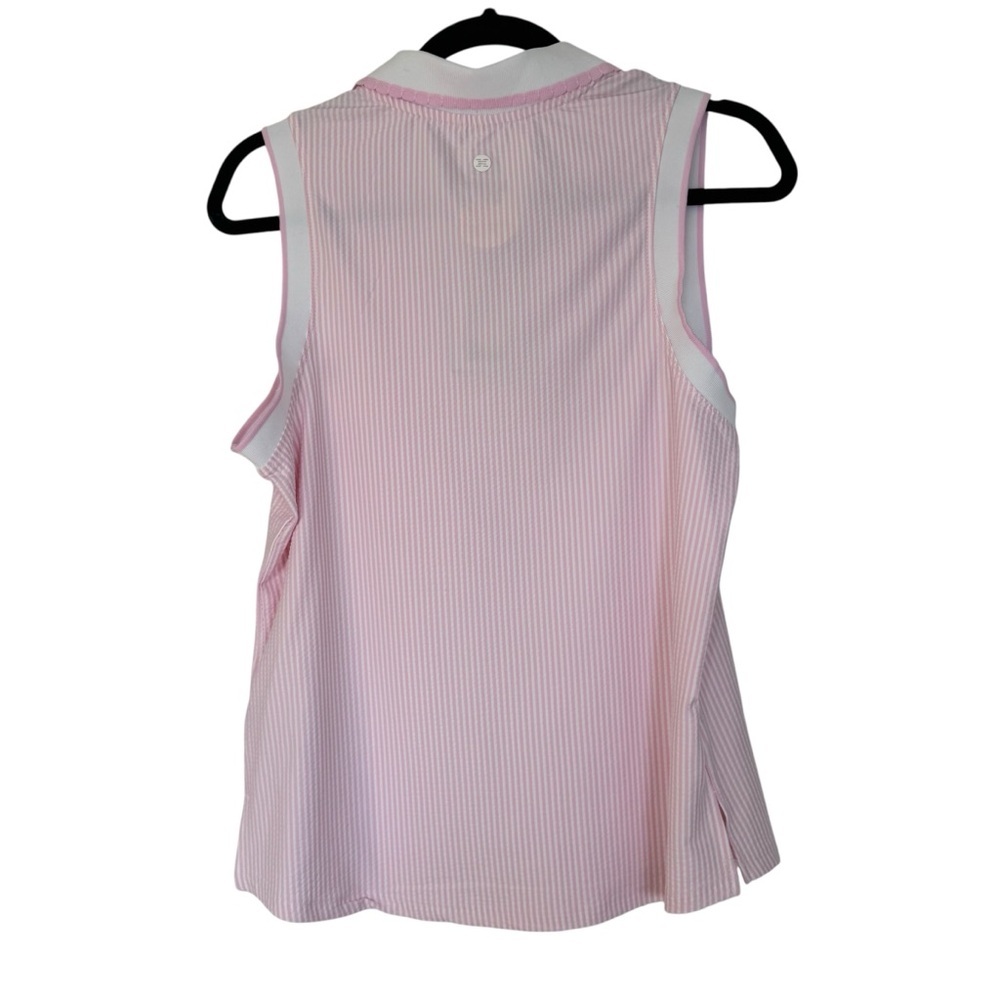 NWT RBX Light Pink and White Striped Sleeveless Polo Medium Top - Picture 3 of 6